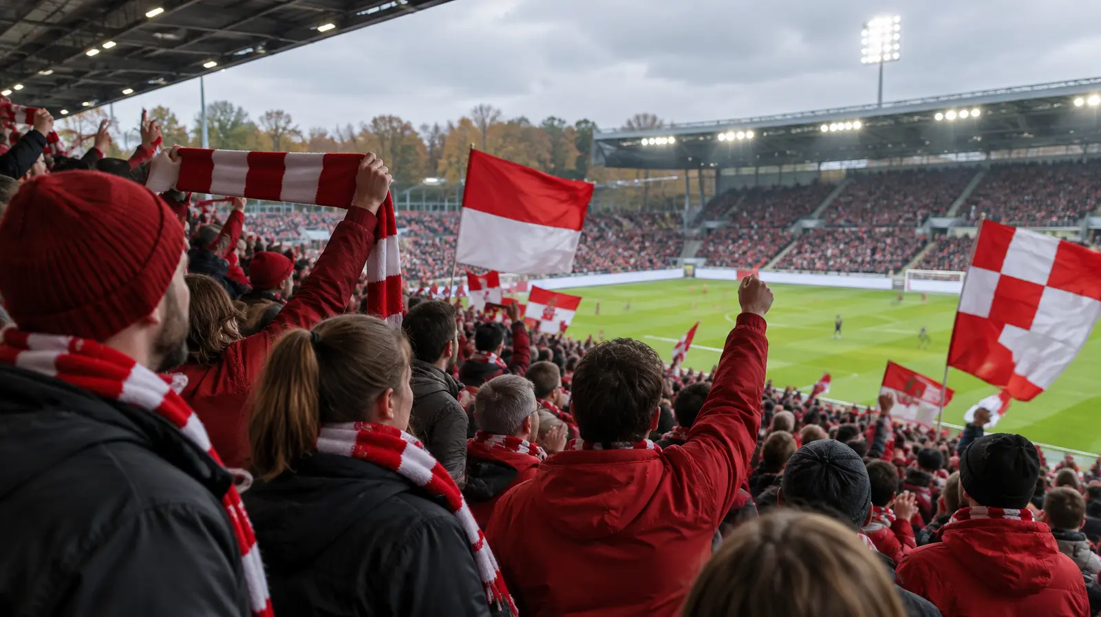 Freiburg-supportrar jublar på läktaren efter den sena vändningen